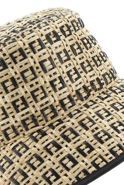Shop Fendi Ff Logo Woven Bucket Hat In Multi