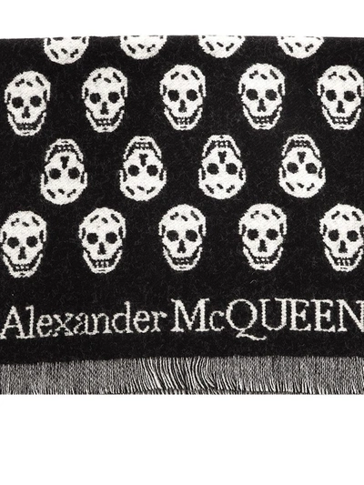 Shop Alexander Mcqueen Reversible Skull Scarf In Black