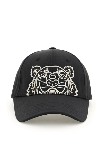 Shop Kenzo Kampus Tiger Embroidered Cap In Black