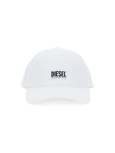 Shop Diesel Logo Patch Baseball Hat In White