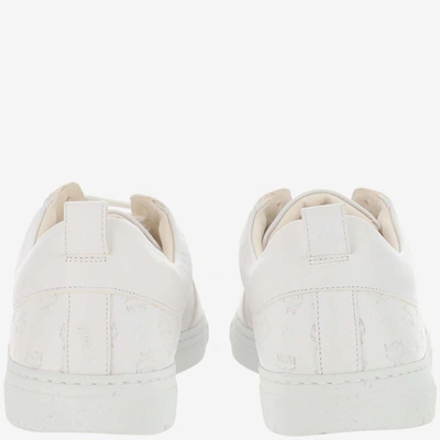Shop Mcm Logo Embossed Sneakers In White