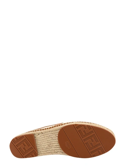 Shop Fendi Logo Espadrilles In Beige