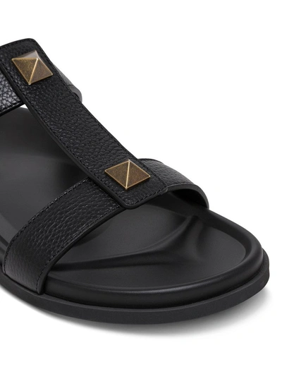 Shop Valentino Garavani Roman Stud Slide Sandals In Black