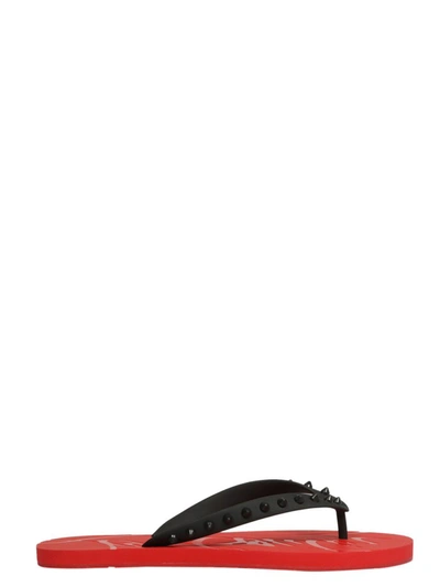 Shop Christian Louboutin Loubi Flip Sandals In Black