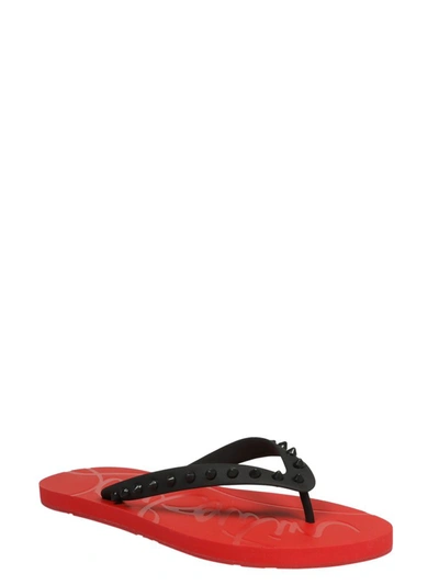 Shop Christian Louboutin Loubi Flip Sandals In Black