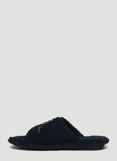 Shop Balenciaga Logo Embroidered Home Slides In Black