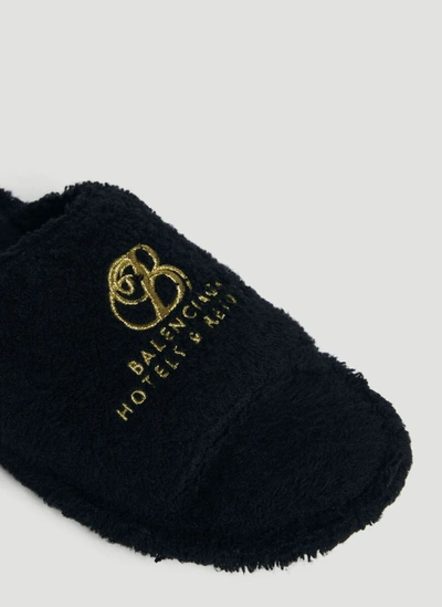 Shop Balenciaga Logo Embroidered Home Slides In Black