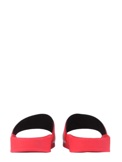Shop Msgm Logo Embossed Slide Sandals In Red