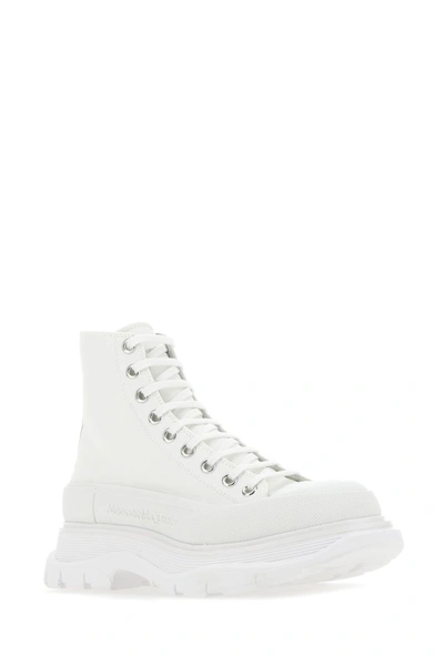 Shop Alexander Mcqueen Thread Slick Lace Up Boots In White