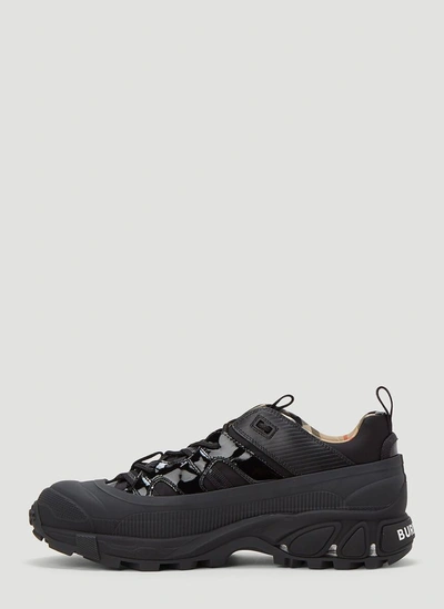 Shop Burberry Panelled Sneakers In Black