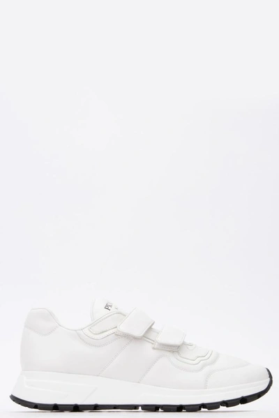 Shop Prada Velcro Sneakers In White