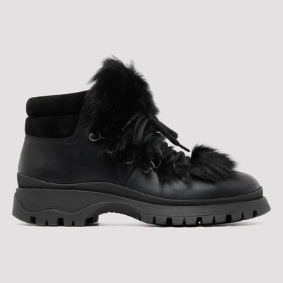 Shop Prada Lace Up Boots In Black