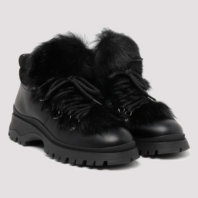 Shop Prada Lace Up Boots In Black