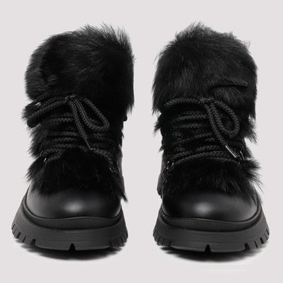 Shop Prada Lace Up Boots In Black