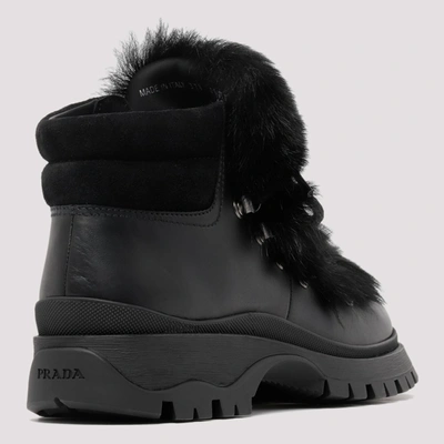 Shop Prada Lace Up Boots In Black