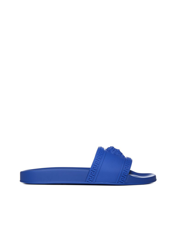 blue versace slides