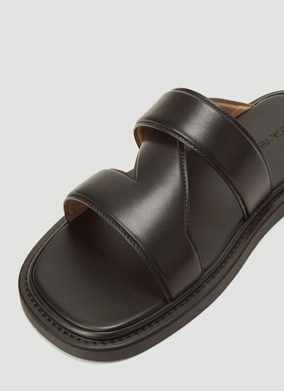 Shop Bottega Veneta Square Toe Sandals In Black