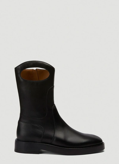 Shop Burberry Porthole Detail Panelled Boots In Black