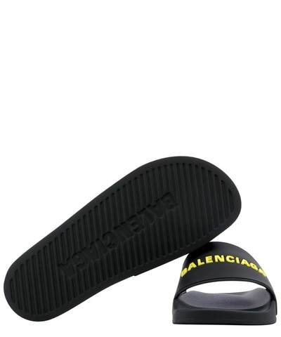 Shop Balenciaga Logo Pool Slides In Black