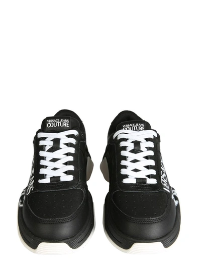 Shop Versace Jeans Couture Logo Sneakers In Black
