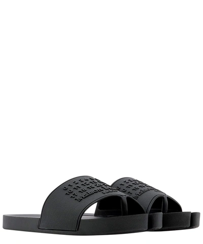 Shop Maison Margiela Tabi Logo Slides In Black