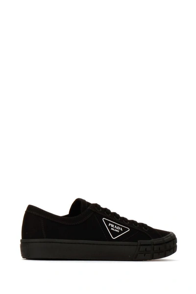 Shop Prada Garbardine Wheel Sneakers In Black