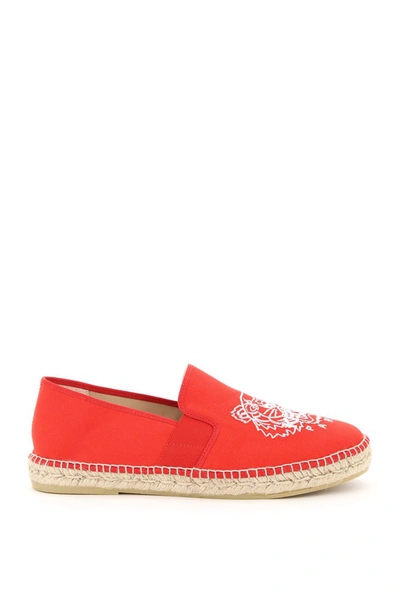 Shop Kenzo Tiger Embroidered Espadrilles In Red