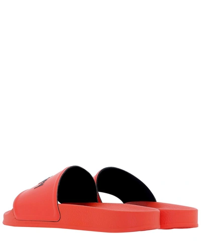 Shop Marcelo Burlon County Of Milan Logo Printed Slides In Red