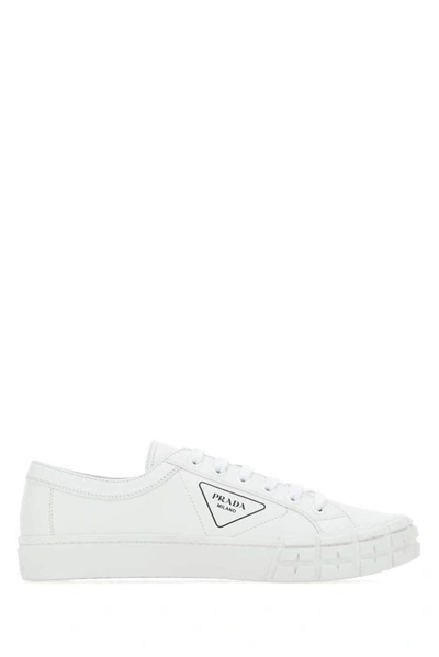 Shop Prada Cassetta Wheel Sneakers In White