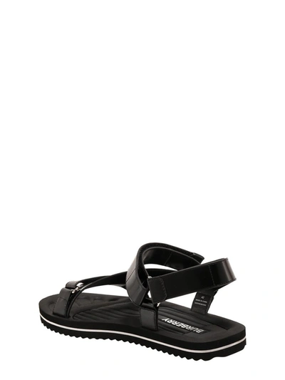 Shop Burberry Logo Print Ankle Strap Sandals In Black