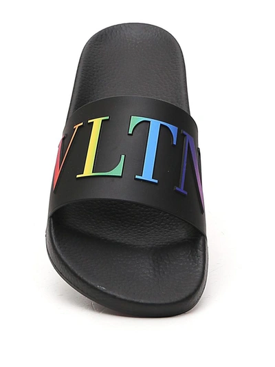 Shop Valentino Vltn Slide Sandals In Black