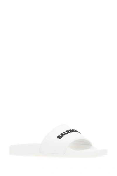 Shop Balenciaga Logo Slides In White