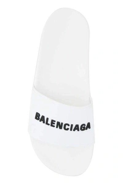 Shop Balenciaga Logo Slides In White