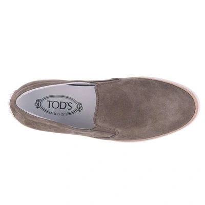 Shop Tod's Slip On Sneakers In Beige