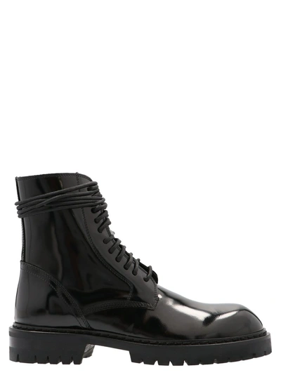 Shop Ann Demeulemeester Abraded Combat Boots In Black