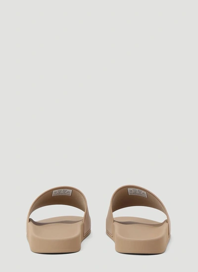 Shop Balenciaga Logo Printed Pool Slides In Beige