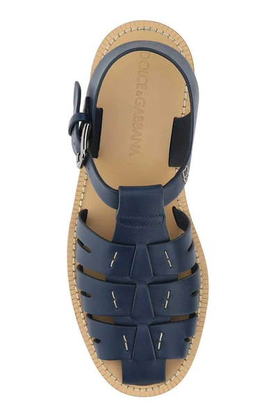 Shop Dolce & Gabbana Pantheon Gladiator Sandals In Navy