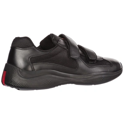 Shop Prada Velcro Strap Sneakers In Black