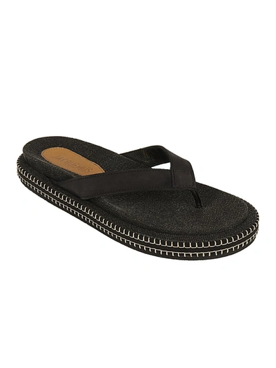 Shop Jacquemus Les Tatanes Blé Thong Sandals In Black