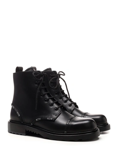 Shop Valentino Vltn Band Combat Boots In Black