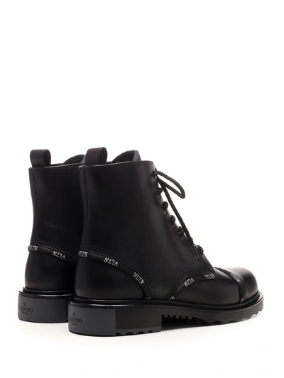 Shop Valentino Vltn Band Combat Boots In Black