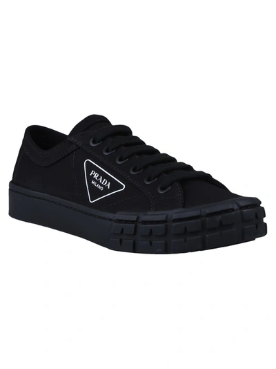 Shop Prada Wheel Vulcanizzato Sneakers In Black