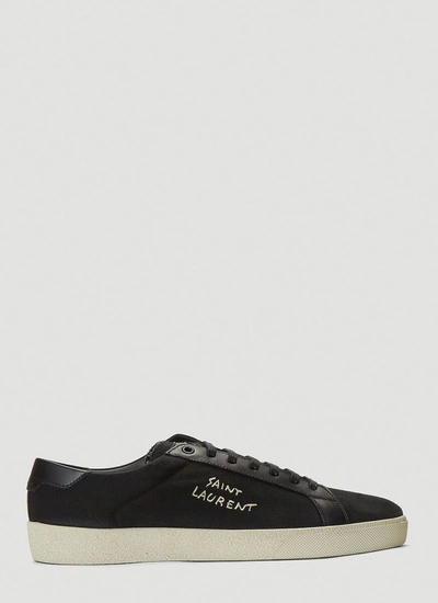 Shop Saint Laurent Court Classic Sl/06 Embroidered Sneakers In Black