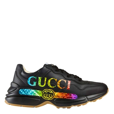 Shop Gucci Rhyton Logo Sneakers In Black