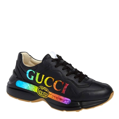 Shop Gucci Rhyton Logo Sneakers In Black