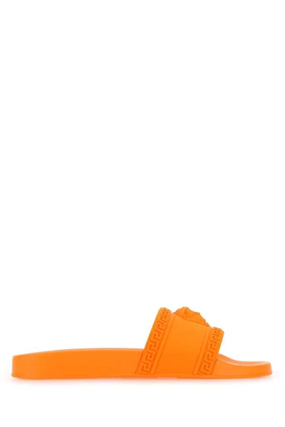 Shop Versace Palazzo Pool Slides In Orange