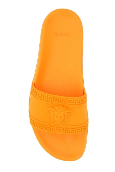 Shop Versace Palazzo Pool Slides In Orange