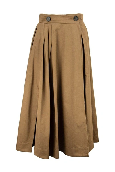 Shop Max Mara 's  Pueblo - Cotton Satin Skirt In Caramel