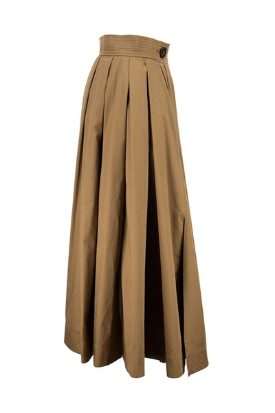 Shop Max Mara 's  Pueblo - Cotton Satin Skirt In Caramel