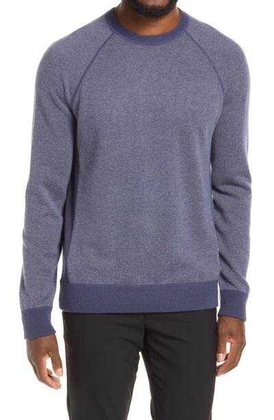 Shop Vince Regular Fit Bird's Eye Stitch Wool & Cashmere Sweater In Light Imperial Blue/ Grey
